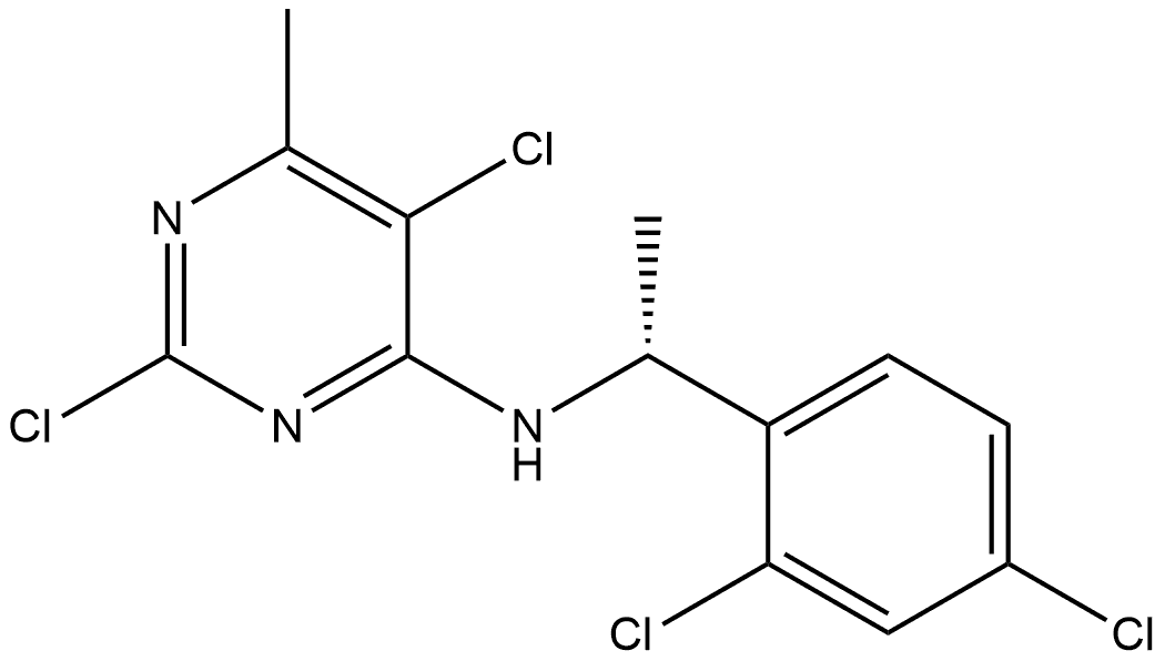 (R)-2,5-二氯-N-(1-(2,4-二氯苯基)乙基)-6-甲基嘧啶-4-胺,2994286-64-3,结构式