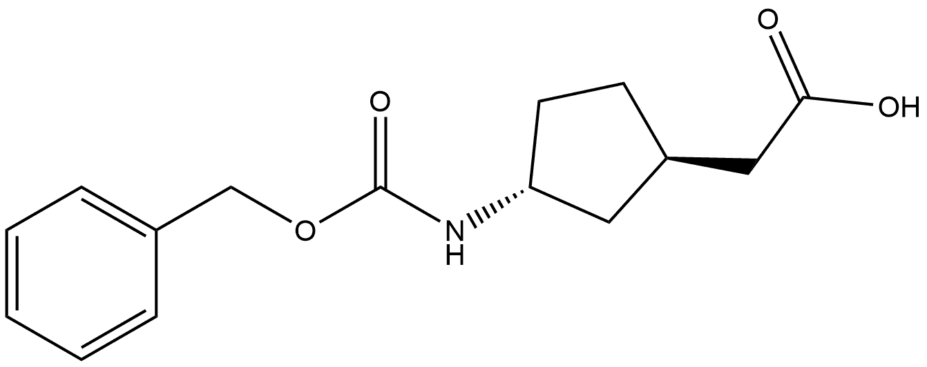 2-((1R,3R)-3-(((benzyloxy)carbonyl)amino)cyclopentyl)acetic acid 化学構造式