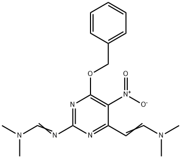 Methanimidamide, N-4-2-(dimethylamino)ethenyl-5-nitro-6-(phenylmethoxy)-2-pyrimidinyl-N,N-dimethyl- 化学構造式