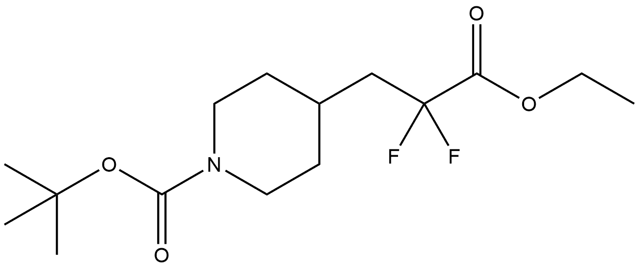 4-Piperidinepropanoic acid, 1-[(1,1-dimethylethoxy)carbonyl]-α,α-difluoro-, ethyl ester 化学構造式