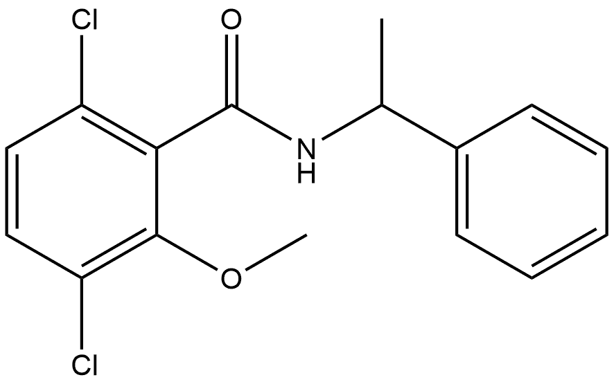 3,6-Dichloro-2-methoxy-N-(1-phenylethyl)benzamide 化学構造式