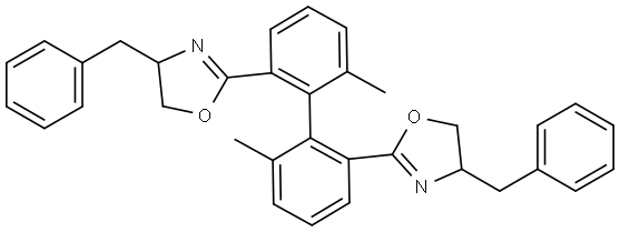 Oxazole, 2,2′-[(1R)-6,6′-dimethyl[1,1′-biphenyl]-2,2′-diyl]bis[4,5-dihydro-4-(phenylmethyl)-, (4S,4′S)- Structure