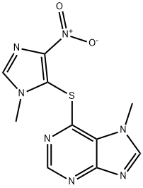 7H-Purine, 7-methyl-6-[(1-methyl-4-nitro-1H-imidazol-5-yl)thio]- Struktur