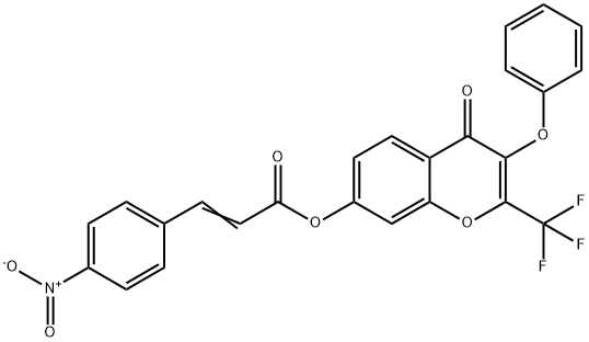 4-Oxo-3-phenoxy-2-(trifluoromethyl)-4H-chromen-7-yl 3-(4-nitrophenyl)acrylate Struktur
