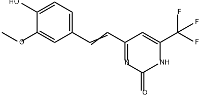 2(1H)-Pyrimidinone, 4-[2-(4-hydroxy-3-methoxyphenyl)ethenyl]-6-(trifluoromethyl)- Structure