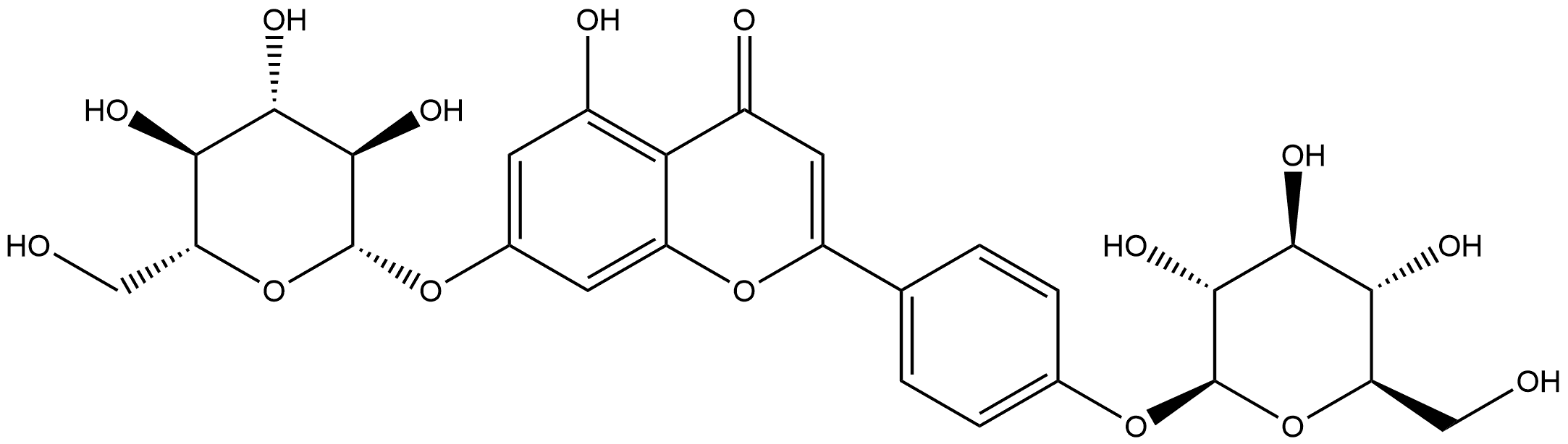 4H-1-Benzopyran-4-one, 7-(β-D-glucopyranosyloxy)-2-[4-(β-D-glucopyranosyloxy)phenyl]-5-hydroxy- Struktur
