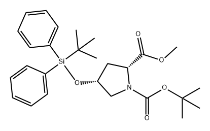 1,2-Pyrrolidinedicarboxylic acid, 4-[[(1,1-dimethylethyl)diphenylsilyl]oxy]-, 1-(1,1-dimethylethyl) 2-methyl ester, (2R,4R)- Structure