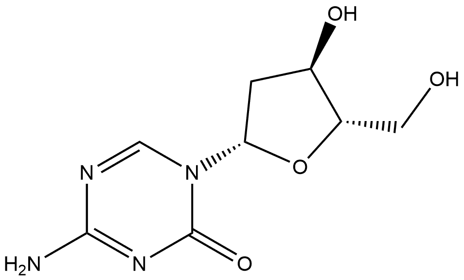 1,3,5-Triazin-2(1H)-one, 4-amino-1-(2-deoxy-β-L-erythro-pentofuranosyl)- 化学構造式