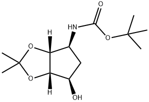 Carbamic acid, [(3aR,4S,6R,6aS)-tetrahydro-6-hydroxy-2,2-dimethyl-4H-cyclopenta-1,3-dioxol-4-yl]-, 1,1-dimethylethyl ester (9CI) Struktur