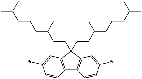 9,9-bis-(3,7-dimethyloctyl)-2,7-dibromofluorene 化学構造式