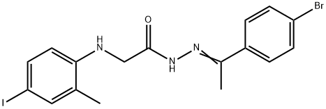 N'-[1-(4-bromophenyl)ethylidene]-2-[(4-iodo-2-methylphenyl)amino]acetohydrazide (non-preferred name) Structure