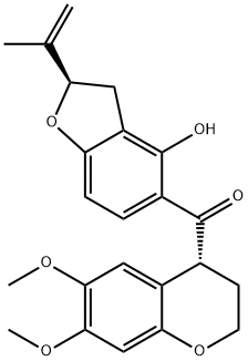 Methanone, [(4R)-3,4-dihydro-6,7-dimethoxy-2H-1-benzopyran-4-yl][(2R)-2,3-dihydro-4-hydroxy-2-(1-methylethenyl)-5-benzofuranyl]-,3276-12-8,结构式