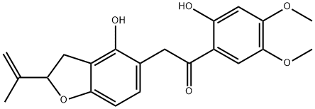 Ethanone, 2-[2,3-dihydro-4-hydroxy-2-(1-methylethenyl)-5-benzofuranyl]-1-(2-hydroxy-4,5-dimethoxyphenyl)- (9CI) Structure