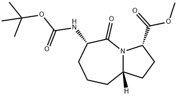 1H-Pyrrolo[1,2-a]azepine-3-carboxylic acid, 6-[[(1,1-dimethylethoxy)carbonyl]amino]octahydro-5-oxo-, methyl ester, (3S,6S,9aS)- 结构式