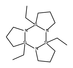 Tris[1,2]azasilolo[1,2-a:1',2'-c:1'',2''-e][1,3,5,2,4,6]triazatrisiline, 5,10,15-triethyldodecahydro- 化学構造式