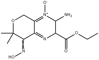 2H-Pyrano[3,4-b]pyrazine-2-carboxylicacid,3-amino-3,5,7,8-tetrahydro-8-(hydroxyimino)-7,7-dimethyl-,ethylester,4-oxide(9CI) 结构式