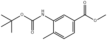 Benzoic acid, 3-[[(1,1-dimethylethoxy)carbonyl]amino]-4-methyl-, methyl ester Struktur