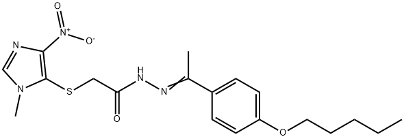 Acetic acid, 2-[(1-methyl-4-nitro-1H-imidazol-5-yl)thio]-, 2-[1-[4-(pentyloxy)phenyl]ethylidene]hydrazide Structure