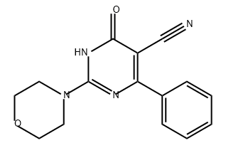 5-Pyrimidinecarbonitrile, 1,6-dihydro-2-(4-morpholinyl)-6-oxo-4-phenyl- Structure