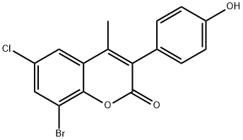 2H-1-Benzopyran-2-one, 8-bromo-6-chloro-3-(4-hydroxyphenyl)-4-methyl-|