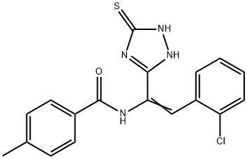 N-[(Z)-2-(2-chlorophenyl)-1-(5-sulfanylidene-1,2-dihydro-1,2,4-triazol-3-yl)ethenyl]-4-methylbenzamide 化学構造式
