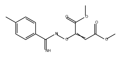 2-Butenedioic acid, 2-[[[imino(4-methylphenyl)methyl]amino]oxy]-, 1,4-dimethyl ester Structure