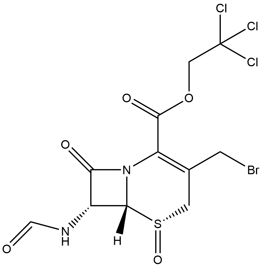 5-Thia-1-azabicyclo[4.2.0]oct-2-ene-2-carboxylic acid, 3-(bromomethyl)-7-(formylamino)-8-oxo-, 2,2,2-trichloroethyl ester, 5-oxide, [5S-(5α,6β,7α)]- (9CI) 化学構造式