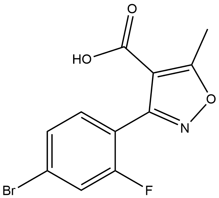3-(4-溴-2-氟苯基)-5-甲基异噁唑-4-甲酸,334971-46-9,结构式