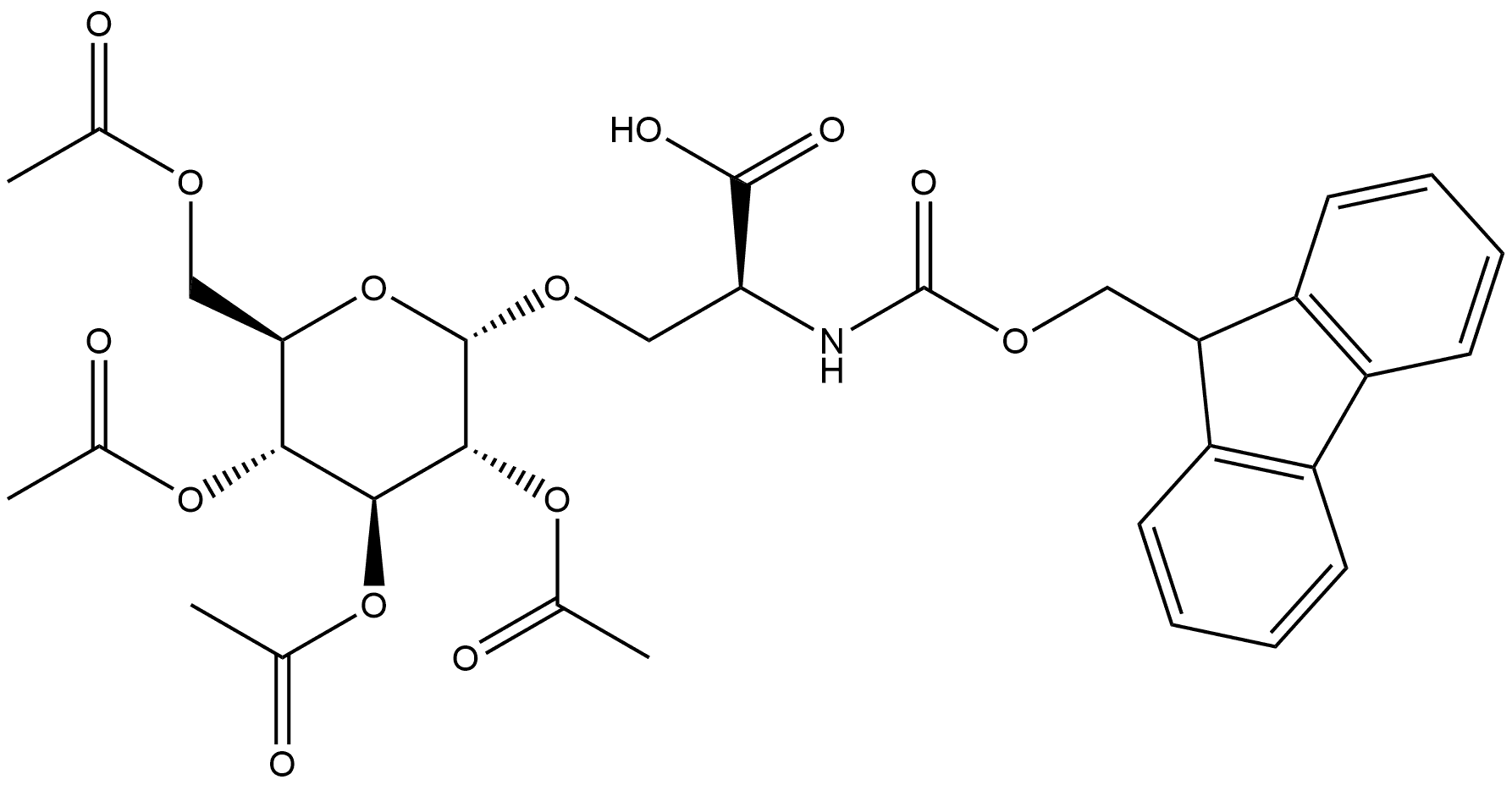 Fmoc-L-Ser(α-D-Glc(Ac)4)-OH 结构式