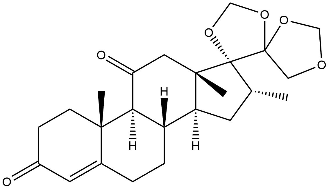 16-Methyl-17,20:20,21-bis[methylenebis(oxy)]-pregn-4-ene-3,11-dione Structure