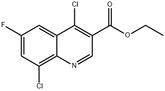 3-Quinolinecarboxylic acid, 4,8-dichloro-6-fluoro-, ethyl ester 结构式