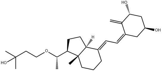 1,3-Cyclohexanediol, 4-methylene-5-[(2E)-2-[(1S,3aS,7aS)-octahydro-1-[(1S)-1-(3-hydroxy-3-methylbutoxy)ethyl]-7a-methyl-4H-inden-4-ylidene]ethylidene]-, (1S,3R,5Z)- Struktur