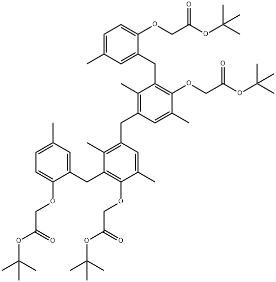 Acetic acid, 2,2'-[methylenebis[[6-[2-(1,1-dimethylethoxy)-2-oxoethoxy]-2,5-dimethyl-3,1-phenylene]methylene(4-methyl-2,1-phenylene)oxy]]bis-, bis(1,1-dimethylethyl) ester Structure