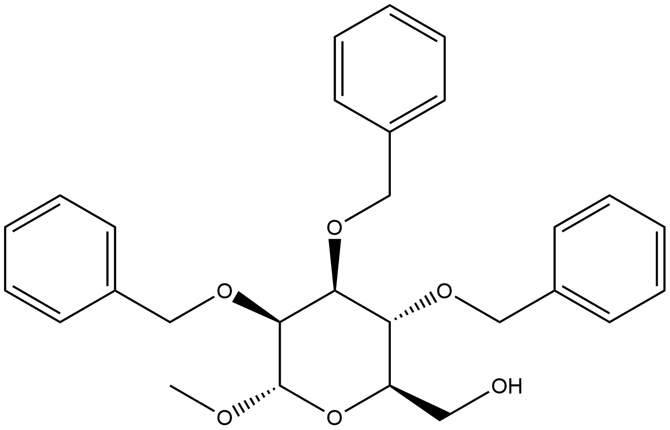 ((2R,3R,4S,5S,6S)-3,4,5-tris(Benzyloxy)-6-methoxytetrahydro-2H-pyran-2-yl)methanol Struktur