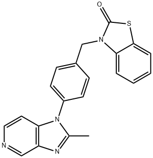 3-[4-(2-メチル-1H-イミダゾ[4,5-c]ピリジン-1-イル)ベンジル]ベンゾチアゾール-2(3H)-オン 化学構造式