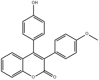 2H-1-Benzopyran-2-one, 4-(4-hydroxyphenyl)-3-(4-methoxyphenyl)- Structure