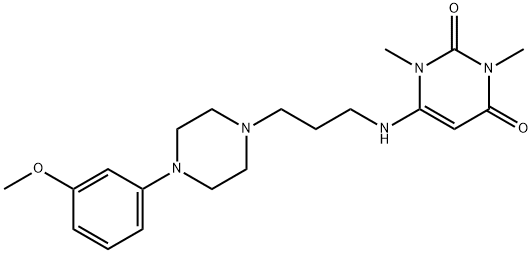 2,4(1H,3H)-Pyrimidinedione, 6-[[3-[4-(3-methoxyphenyl)-1-piperazinyl]propyl]amino]-1,3-dimethyl- Struktur