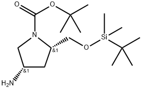 1-Pyrrolidinecarboxylic acid, 4-amino-2-[[[(1,1-dimethylethyl)dimethylsilyl]oxy]methyl]-, 1,1-dimethylethyl ester, (2S,4S)- Structure