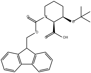 1,2-PIPERIDINEDICARBOXYLIC ACID, 3-(1,1-DIMETHYLETHOXY)-, 1-(9H-FLUOREN-9-YLMETHYL) ESTER, (2S,3R)- 结构式