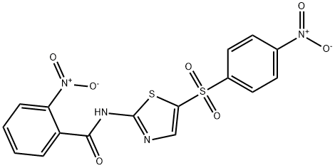 Benzamide, 2-nitro-N-[5-[(4-nitrophenyl)sulfonyl]-2-thiazolyl]- 化学構造式