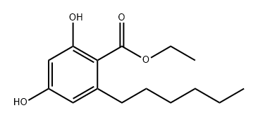 Benzoic acid, 2-hexyl-4,6-dihydroxy-, ethyl ester Structure