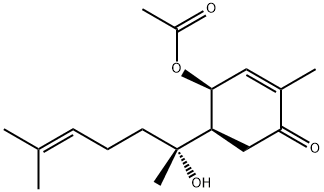 (4S)-4α-Acetoxy-5α-[(R)-1-hydroxy-1,5-dimethyl-4-hexenyl]-2-methyl-2-cyclohexen-1-one Struktur