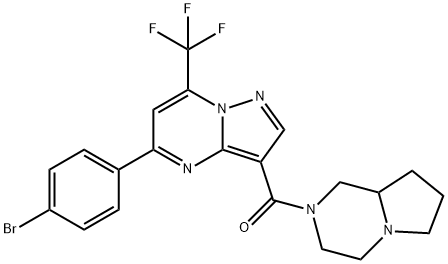 Methanone, [5-(4-bromophenyl)-7-(trifluoromethyl)pyrazolo[1,5-a]pyrimidin-3-yl](hexahydropyrrolo[1,2-a]pyrazin-2(1H)-yl)- Structure