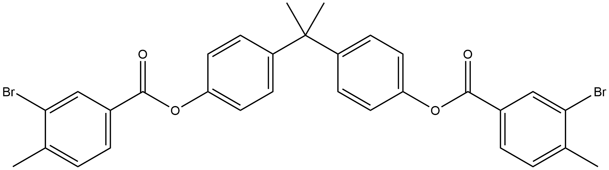 Benzoic acid, 3-bromo-4-methyl-, (1-methylethylidene)di-4,1-phenylene ester Structure