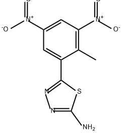 2-氨基-5-(2-甲基-3,5-二硝基苯基)-1,3,4-噻二唑 结构式