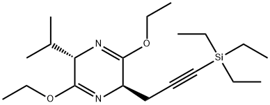 Pyrazine, 3,6-diethoxy-2,5-dihydro-2-(1-methylethyl)-5-[3-(triethylsilyl)-2-propyn-1-yl]-, (2S,5R)- Structure