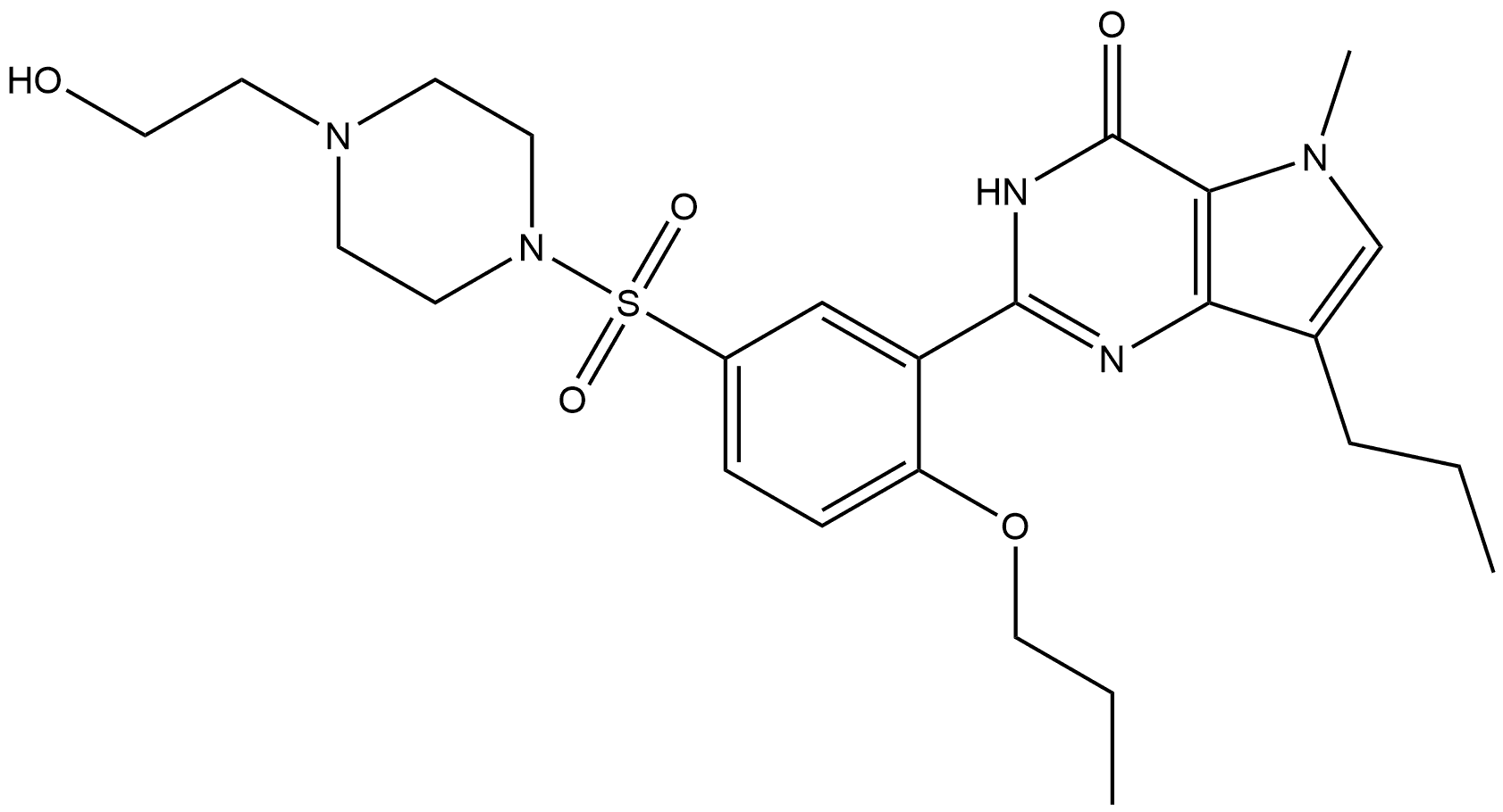 3,5-Dihydro-2-[5-[[4-(2-hydroxyethyl)-1-piperazinyl]sulfonyl]-2-propoxyphenyl]-5-methyl-7-propyl-4H-pyrrolo[3,2-d]pyrimidin-4-one Structure