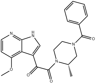 1,2-Ethanedione, 1-[(2S)-4-benzoyl-2-methyl-1-piperazinyl]-2-(4-methoxy-1H-pyrrolo[2,3-b]pyridin-3-yl)- Struktur
