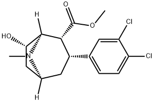 8-Azabicyclo[3.2.1]octane-2-carboxylic acid, 3-(3,4-dichlorophenyl)-7-hydroxy-8-methyl-, methyl ester, (1R,2R,3R,5S,7S)- Structure