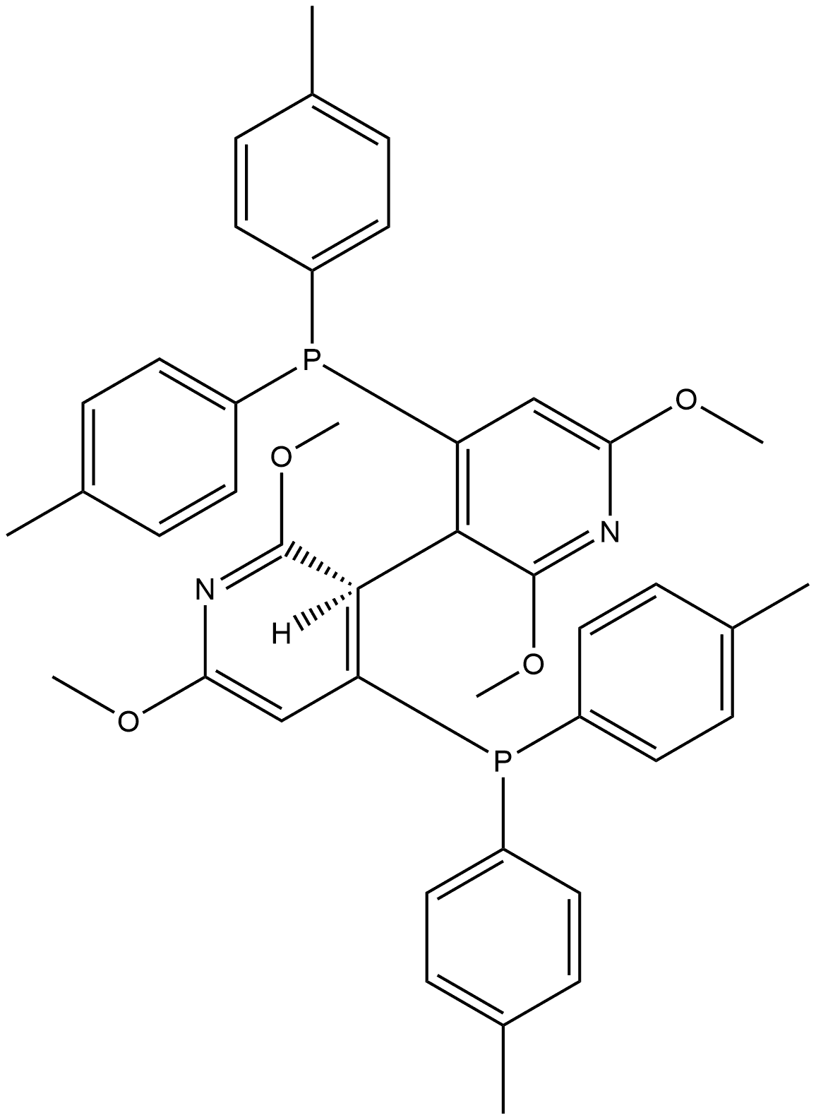 3,3′-Bipyridine, 4,4′-bis[bis(4-methylphenyl)phosphino]-2,2′,6,6′-tetramethoxy-, (3S)- 结构式